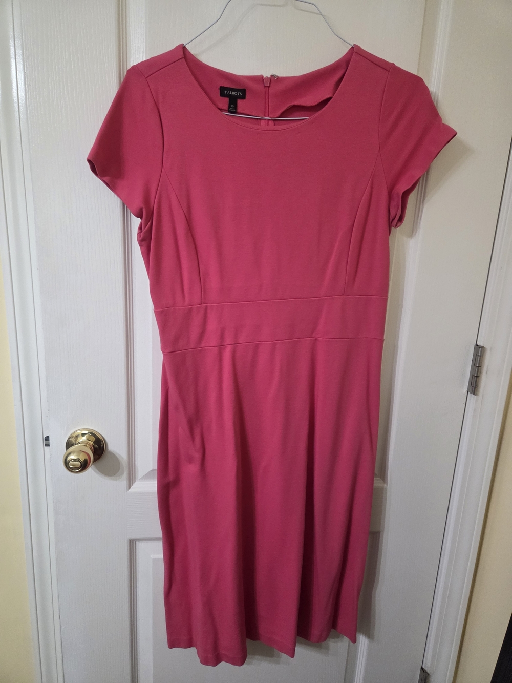 Talbots Hot Pink Short-Sleeve Fit-and-Flare Midi Dress
